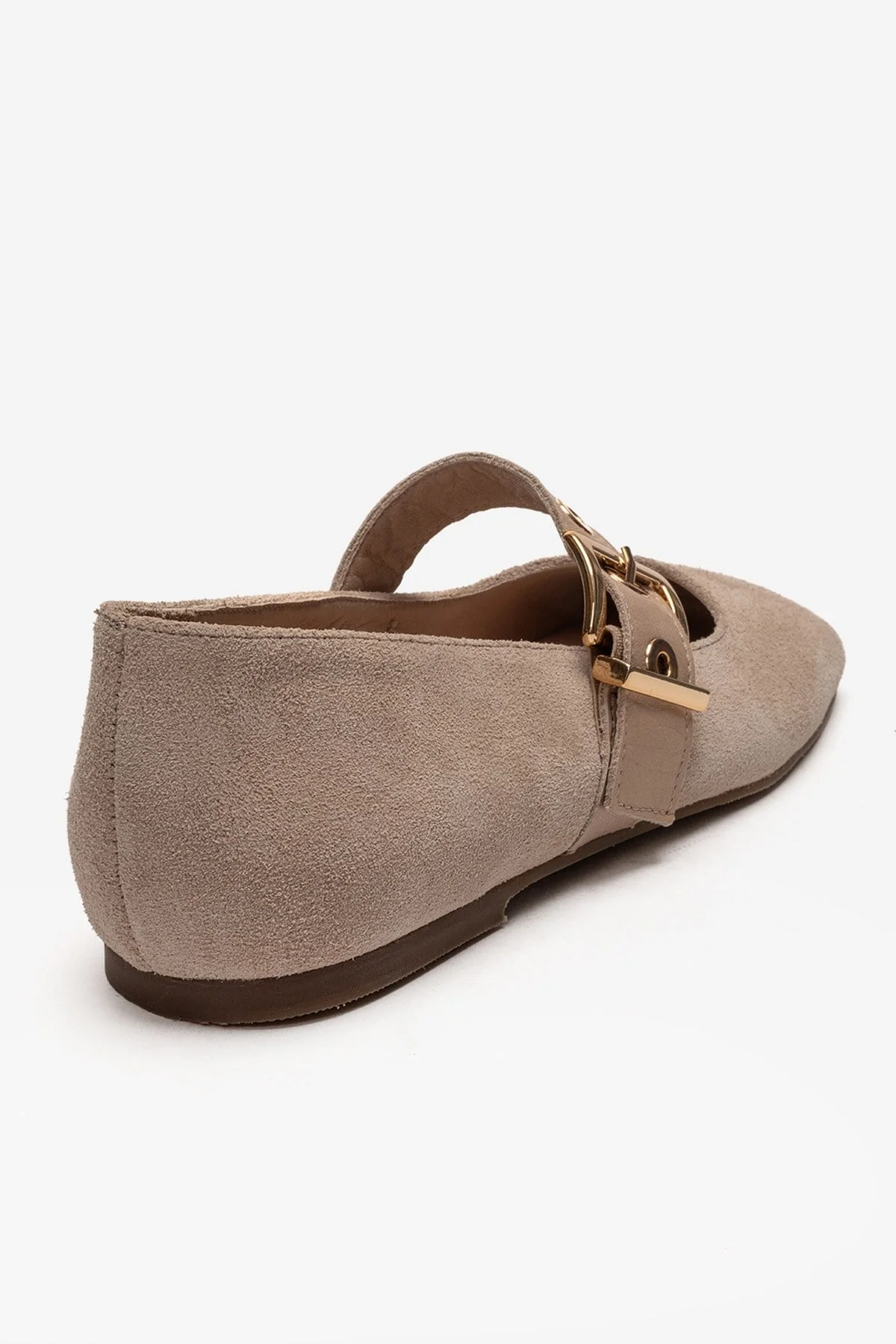 Jonas - Beige Suede Genuine Leather Ballet Flat (Women) - Image 5