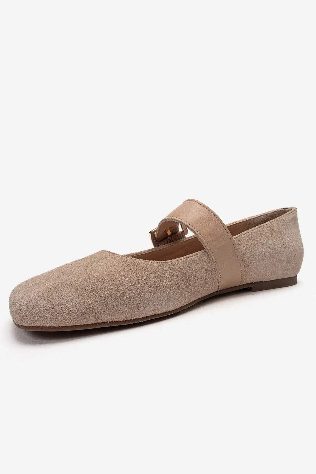 Jonas - Beige Suede Genuine Leather Ballet Flat (Women) - Image 6