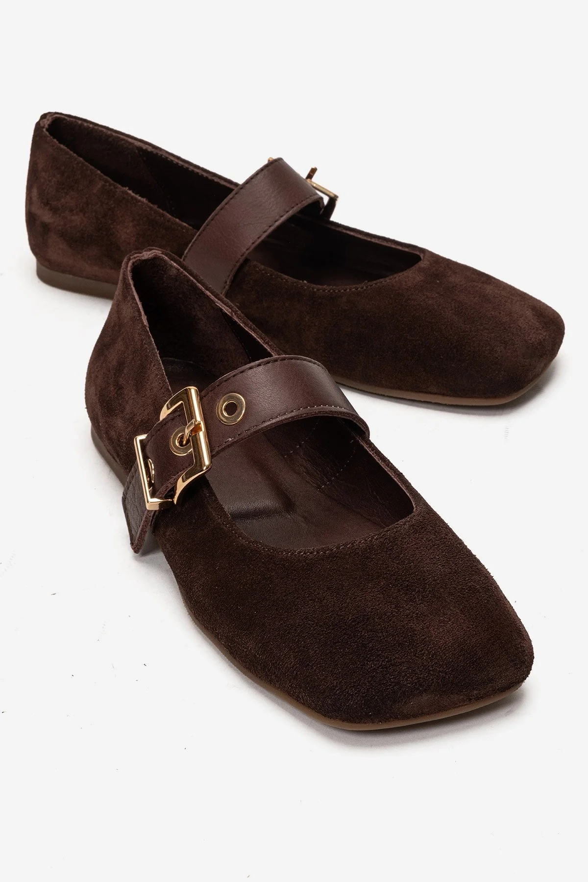 Jonas - Brown Suede Genuine Leather Ballet Flat (Women)