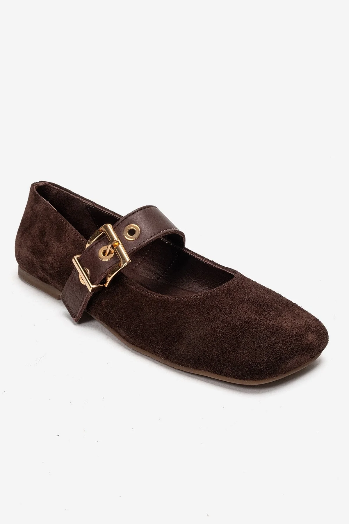 Jonas - Brown Suede Genuine Leather Ballet Flat (Women) - Image 3
