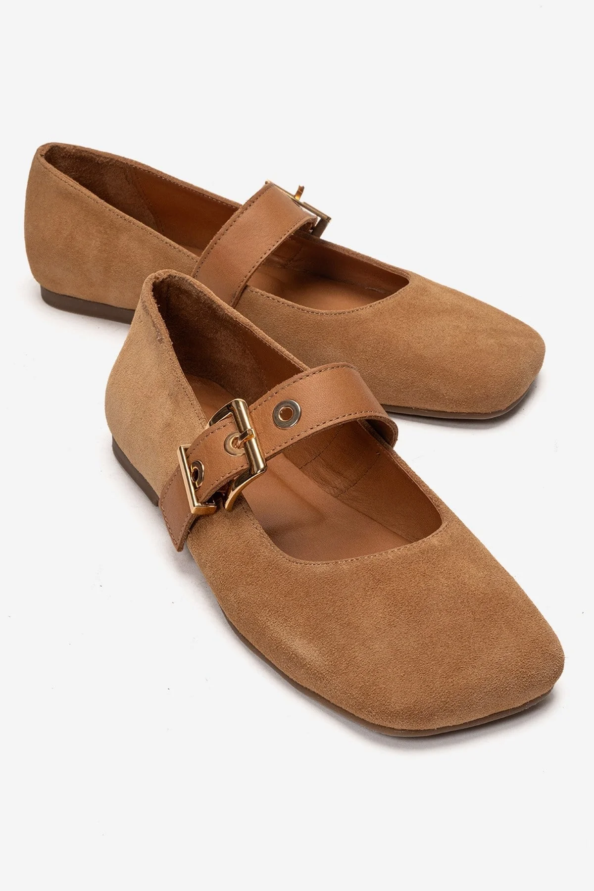 Jonas - Tan Suede Genuine Leather Ballet Flat (Women)