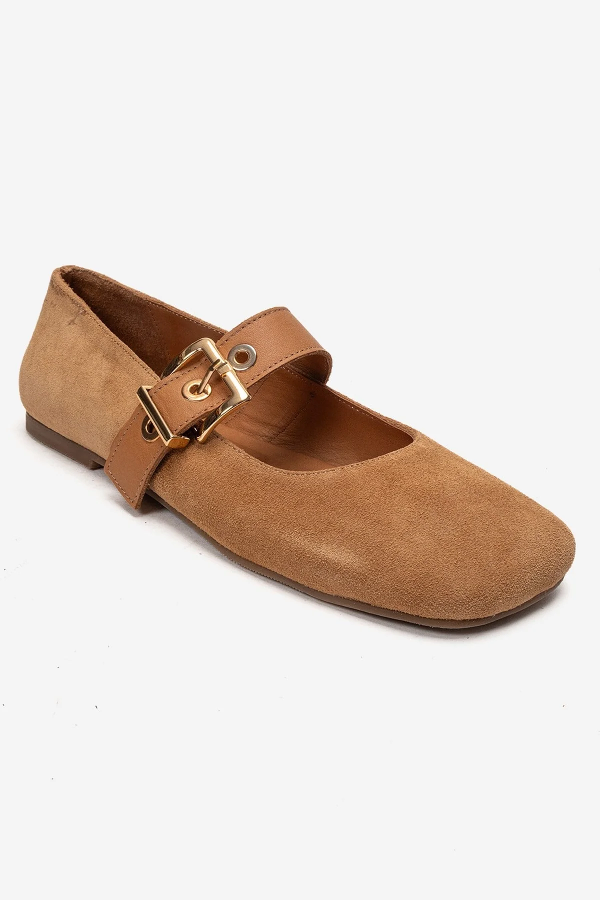 Jonas - Tan Suede Genuine Leather Ballet Flat (Women) - Image 3