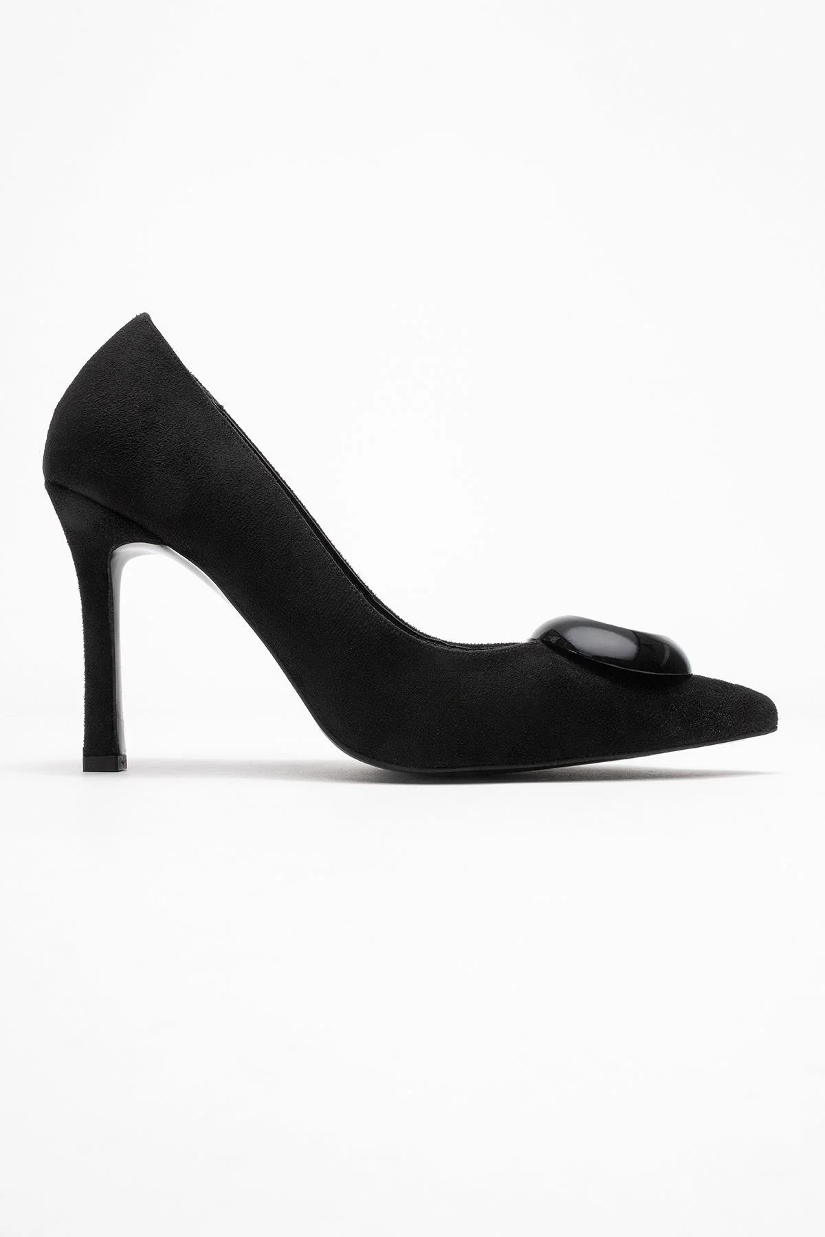Jordana - Black Suede Buckle Stiletto Heeled Shoe (Women) - Image 6