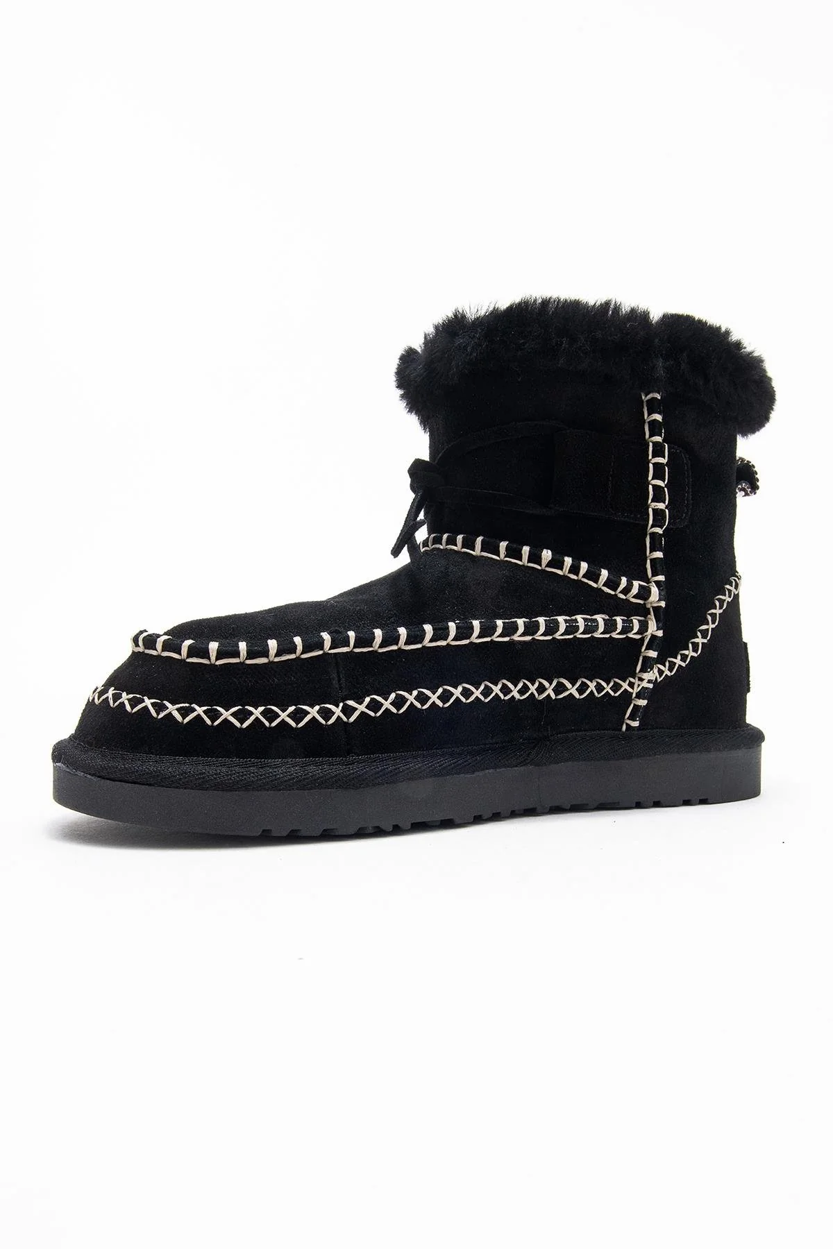 Jorel - Black Genuine Leather Fur-Lined Ankle Boot (Women) - Image 4
