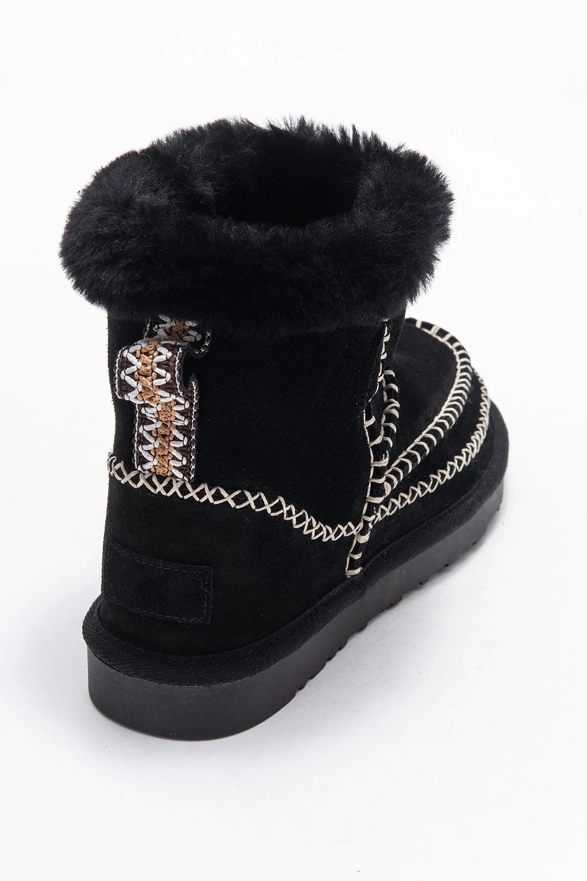 Jorel - Black Genuine Leather Fur-Lined Ankle Boot (Women) - Image 5