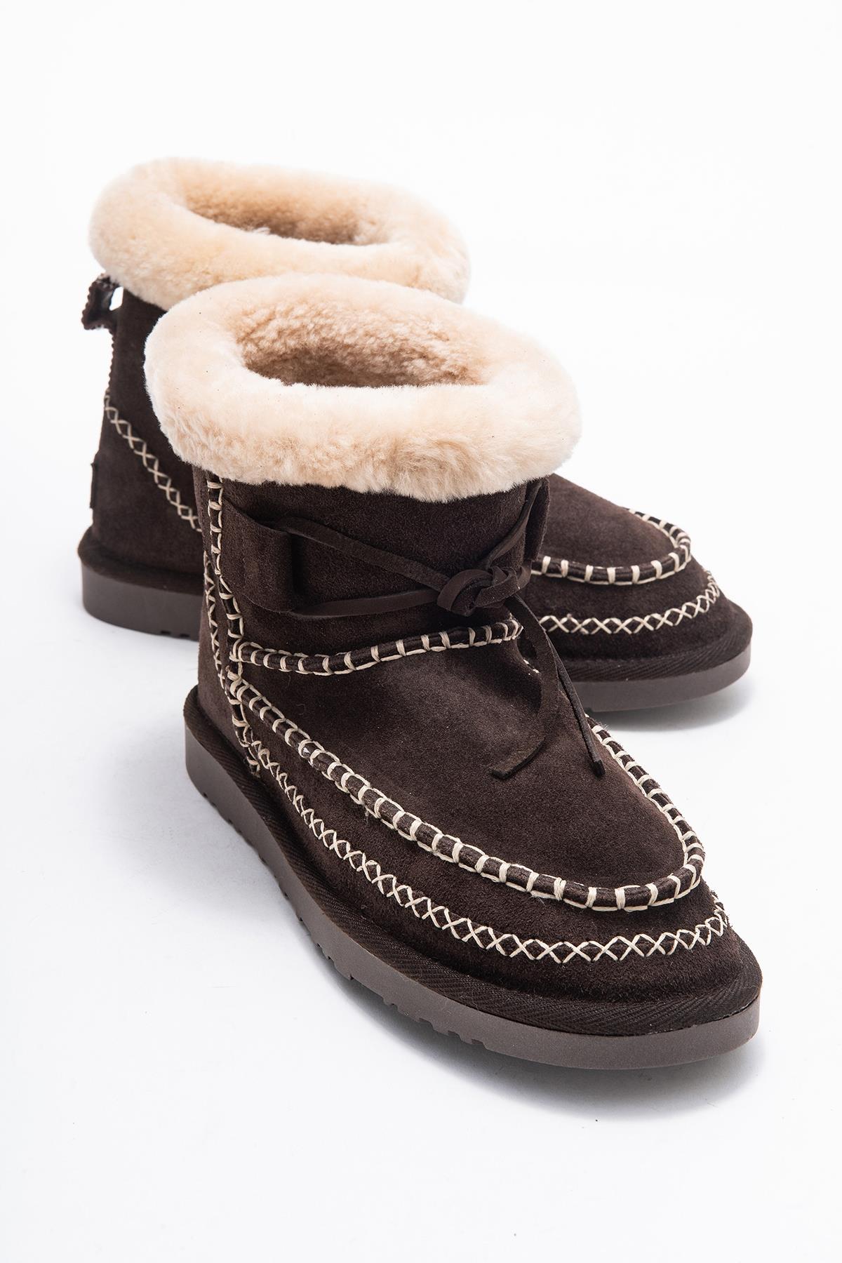 Jorel - Brown Genuine Leather Fur-Lined Ankle Boot (Women)
