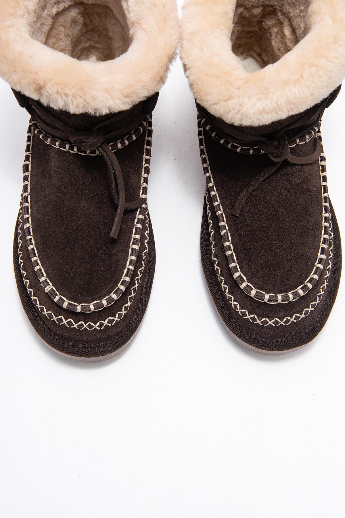 Jorel - Brown Genuine Leather Fur-Lined Ankle Boot (Women) - Image 2