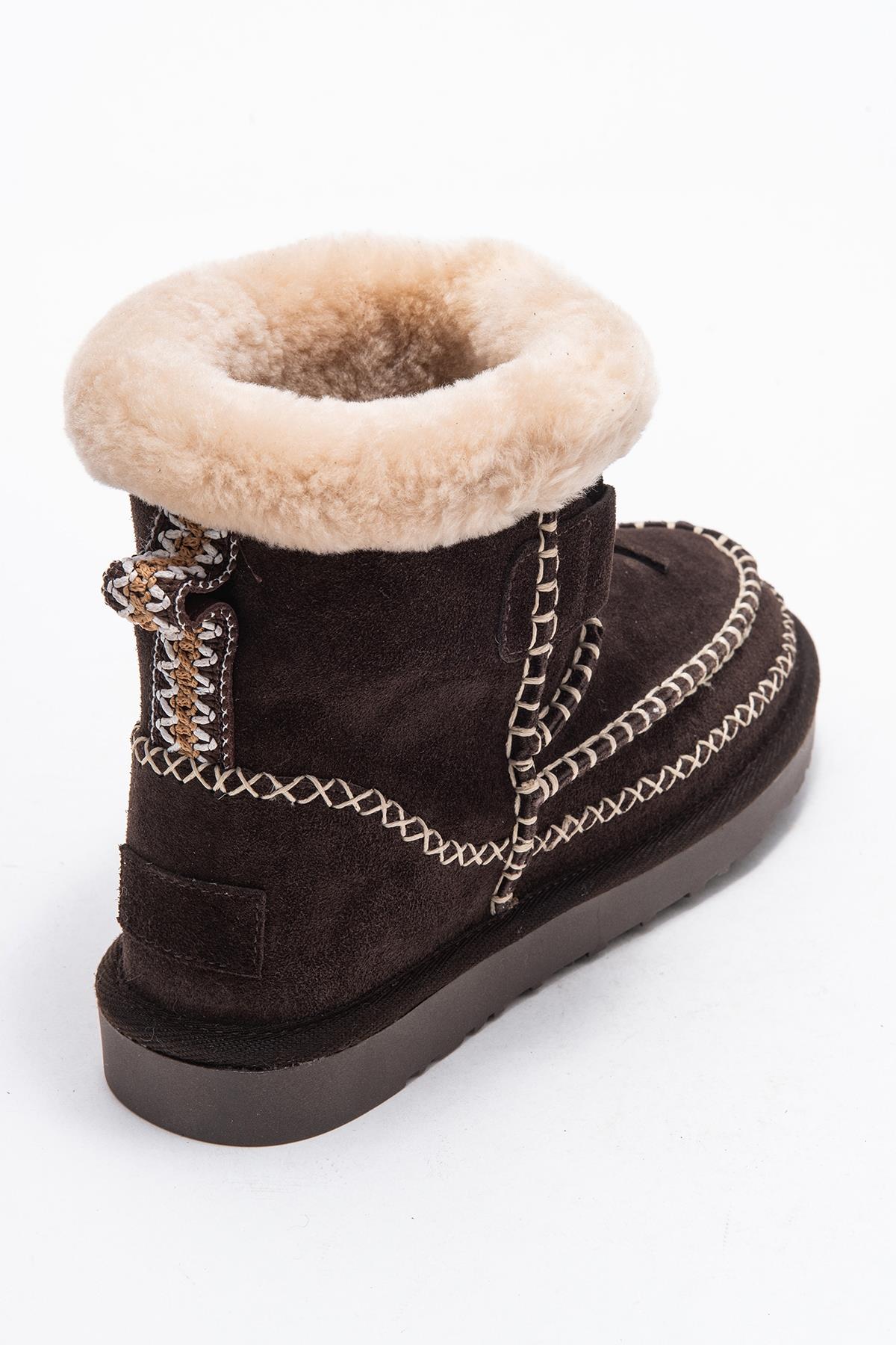 Jorel - Brown Genuine Leather Fur-Lined Ankle Boot (Women) - Image 5