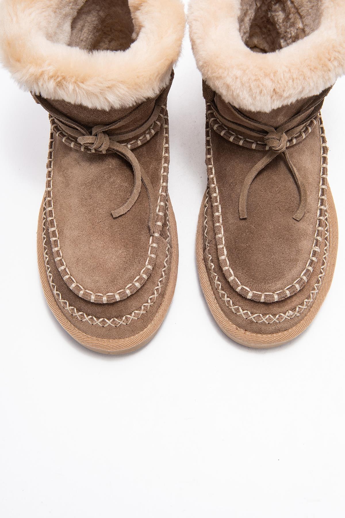 Jorel - Sand Genuine Leather Fur-Lined Ankle Boot (Women) - Image 2