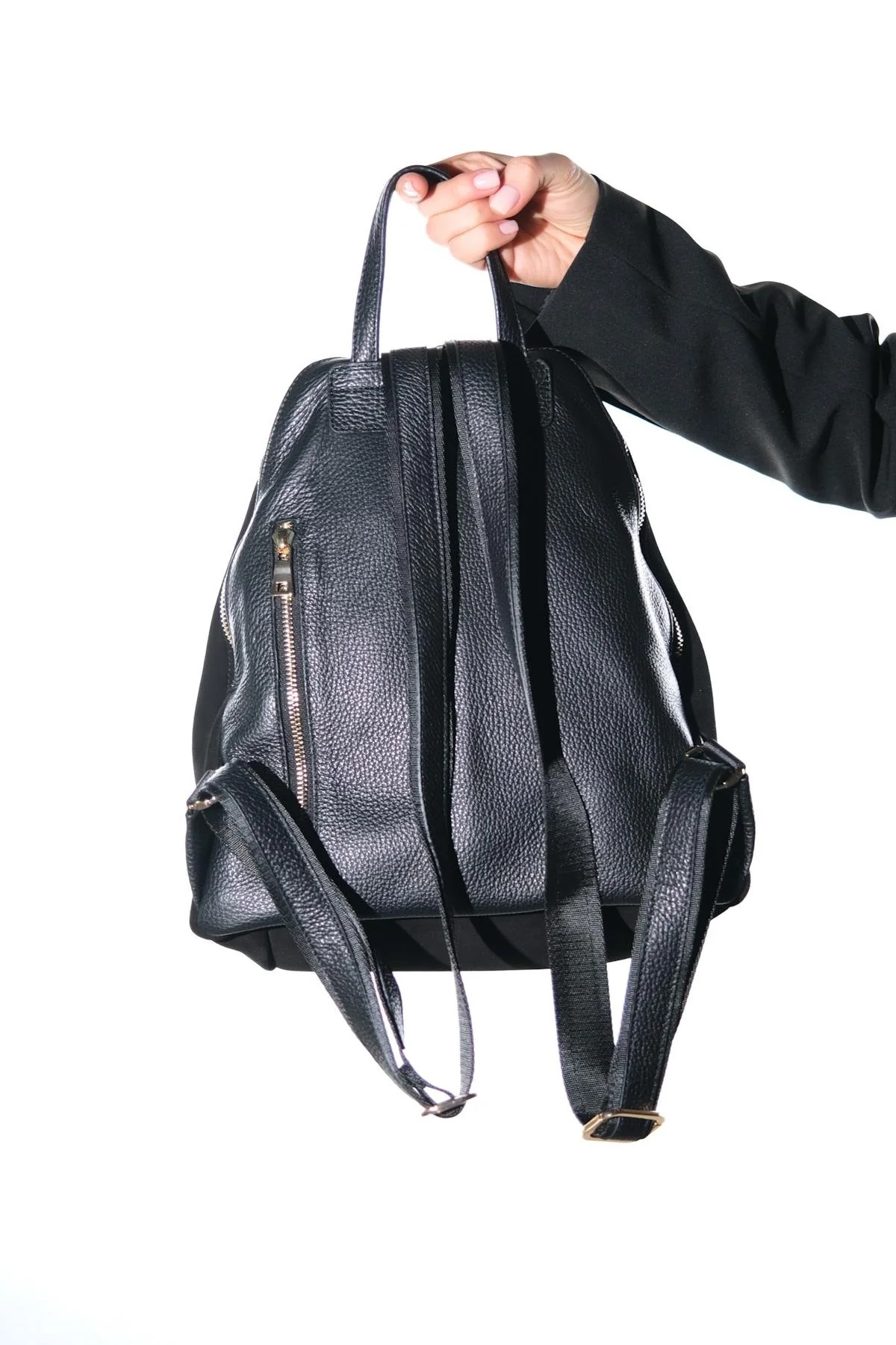 JOSH - Black Genuine Suede Leather Backpack (Women) - Image 4