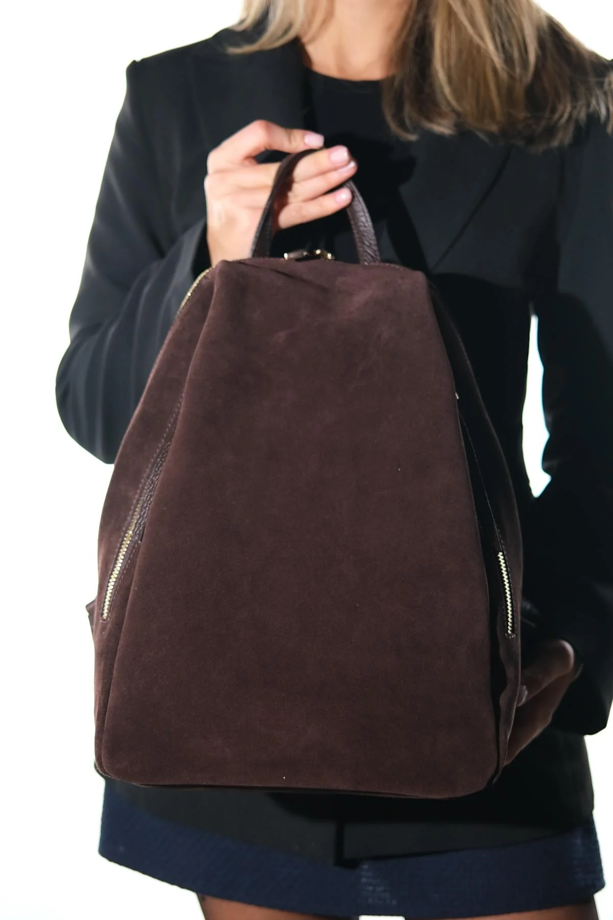 JOSH - Brown Genuine Suede Leather Backpack (Women) - Image 2