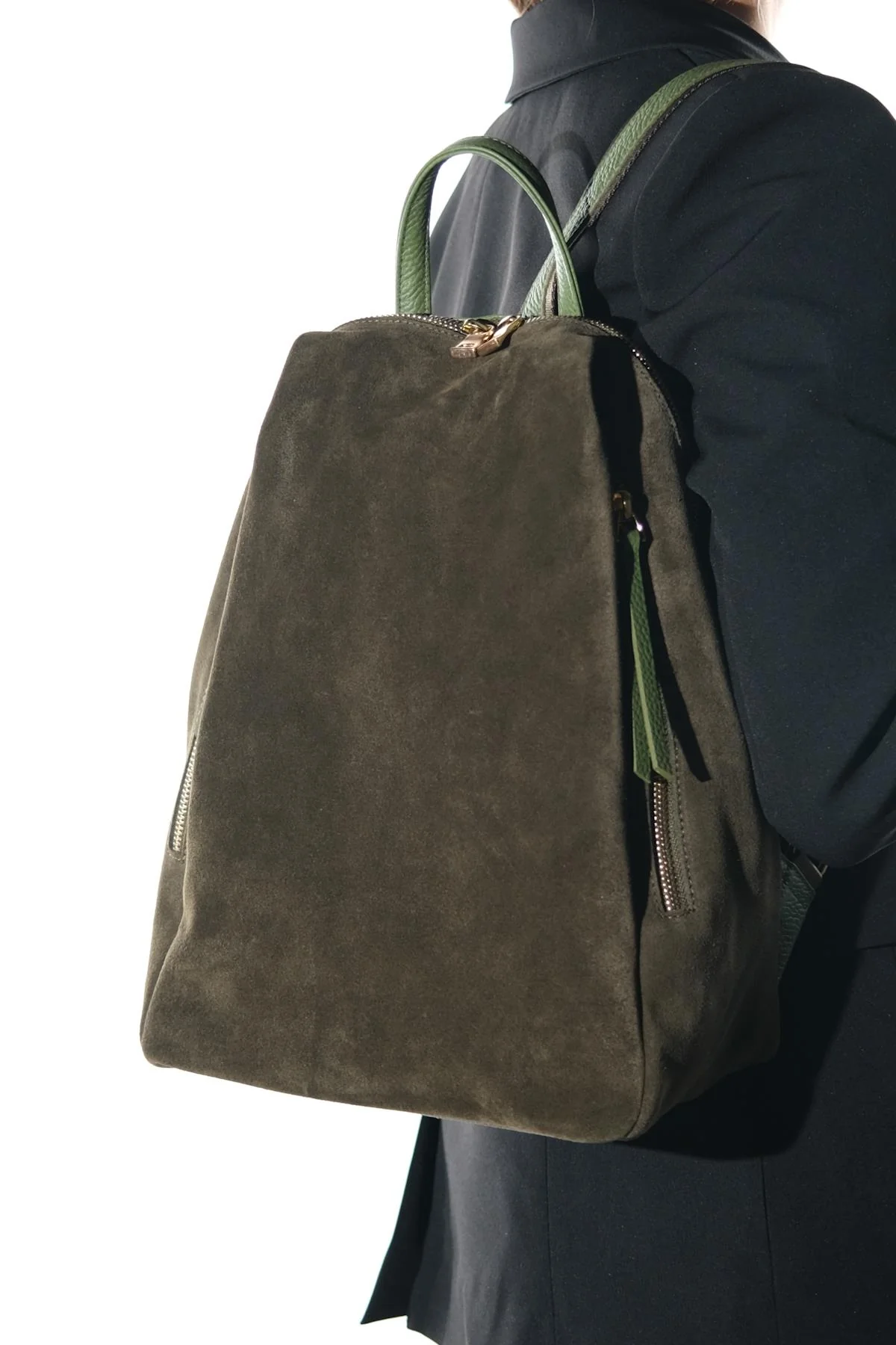 JOSH - Green Genuine Suede Leather Backpack (Women)