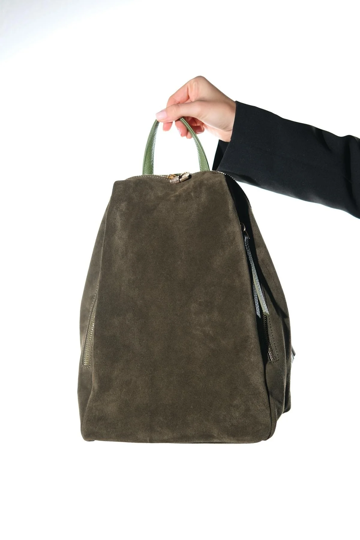 JOSH - Green Genuine Suede Leather Backpack (Women) - Image 3