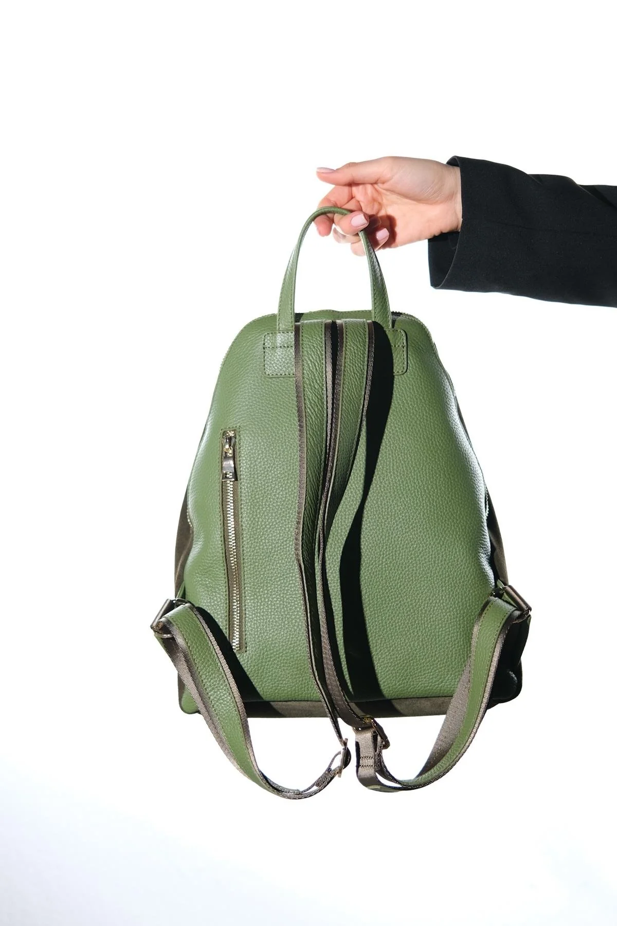 JOSH - Green Genuine Suede Leather Backpack (Women) - Image 4