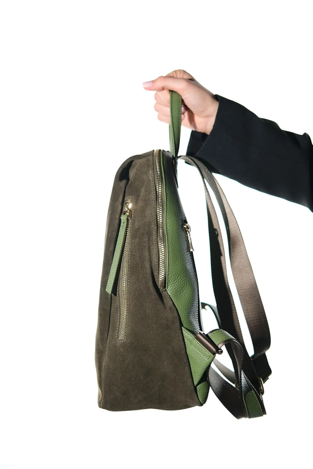 JOSH - Green Genuine Suede Leather Backpack (Women) - Image 5