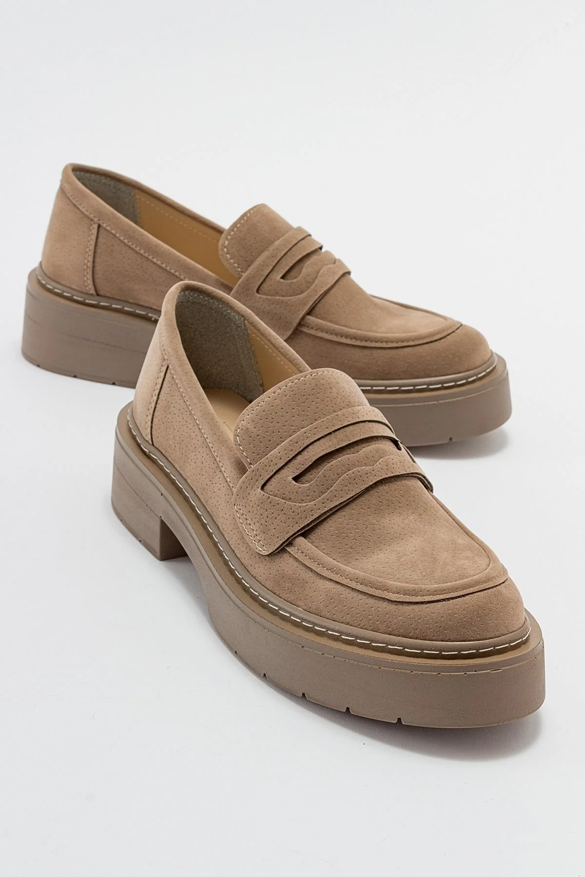 Josie - Beige Suede Loafers - Image 2
