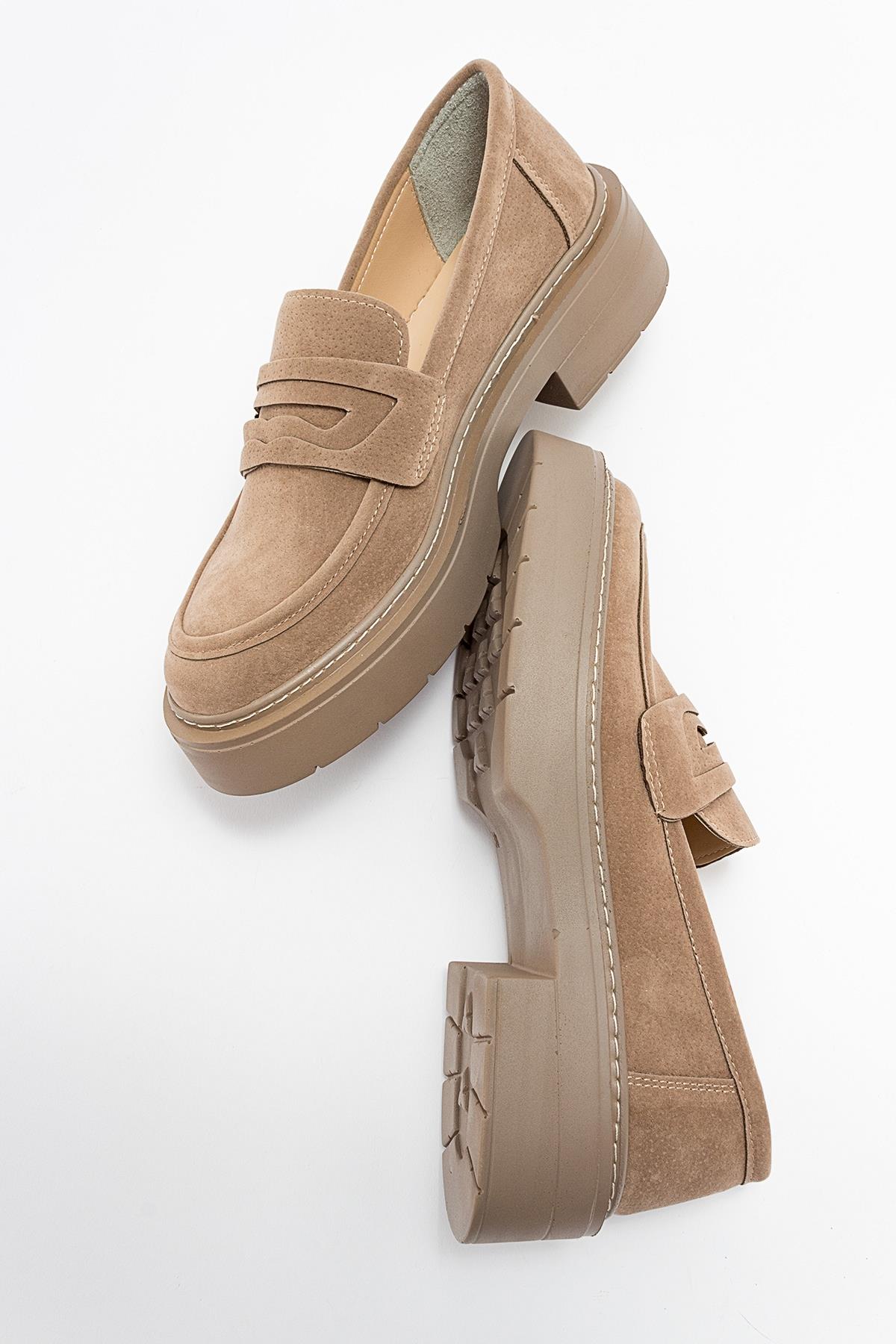 Josie - Beige Suede Loafers - Image 3