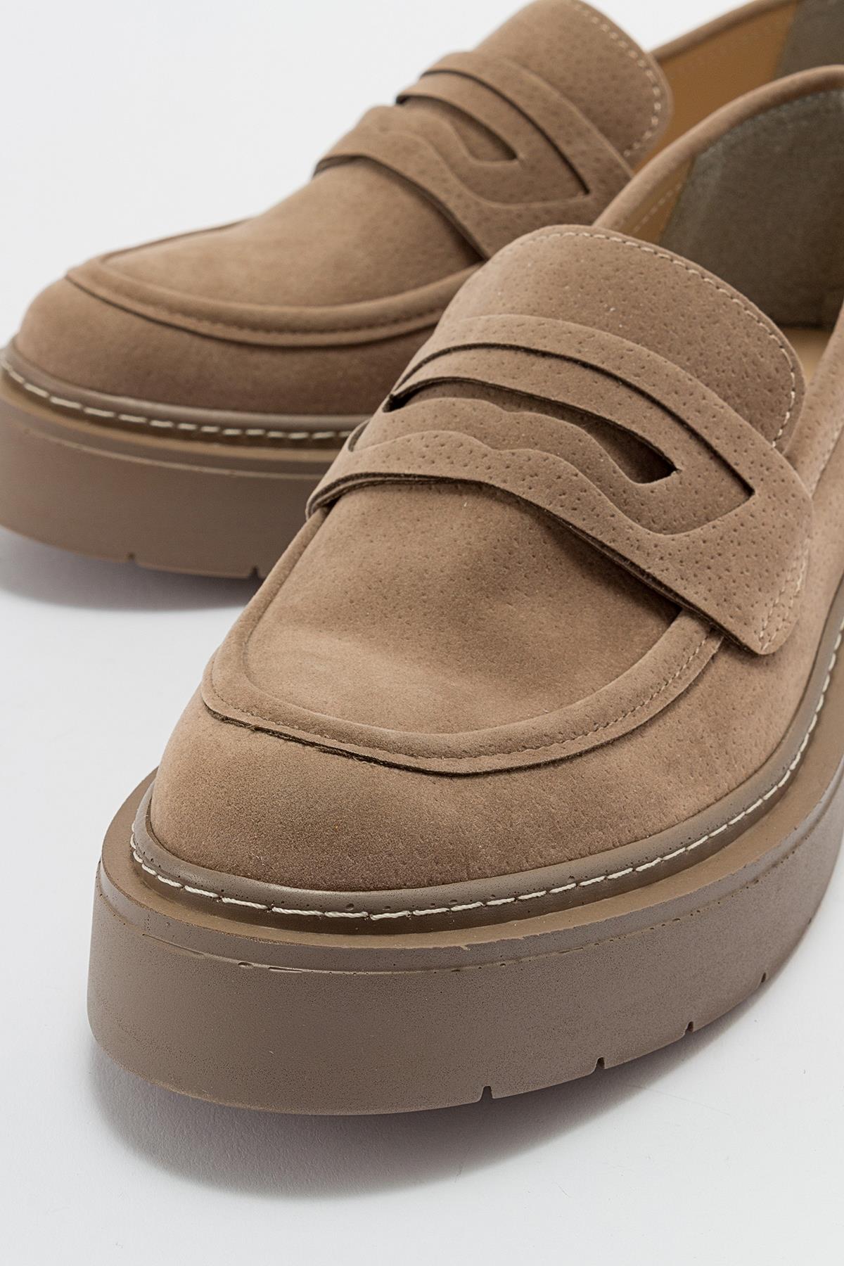 Josie - Beige Suede Loafers - Image 4
