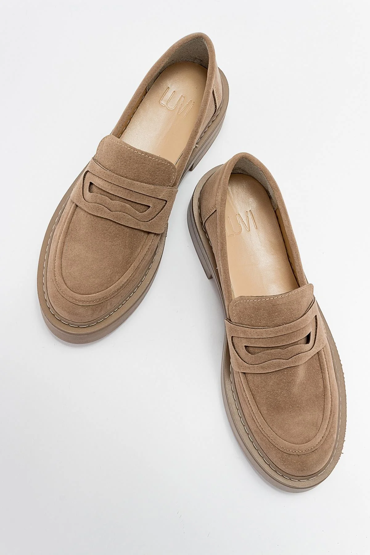 Josie - Beige Suede Loafers - Image 5