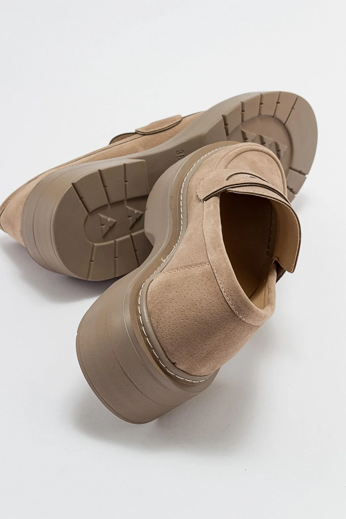 Josie - Beige Suede Loafers - Image 6
