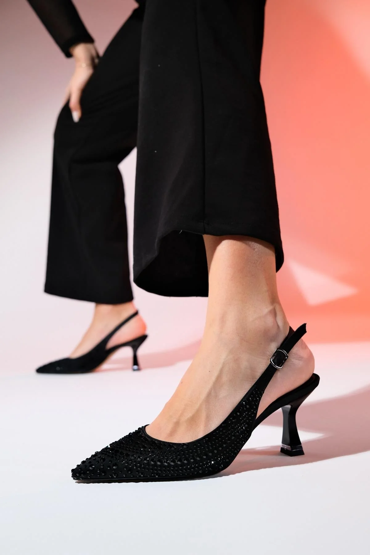 Juan - Black Satin Embellished Evening Shoe (Women) - Image 10