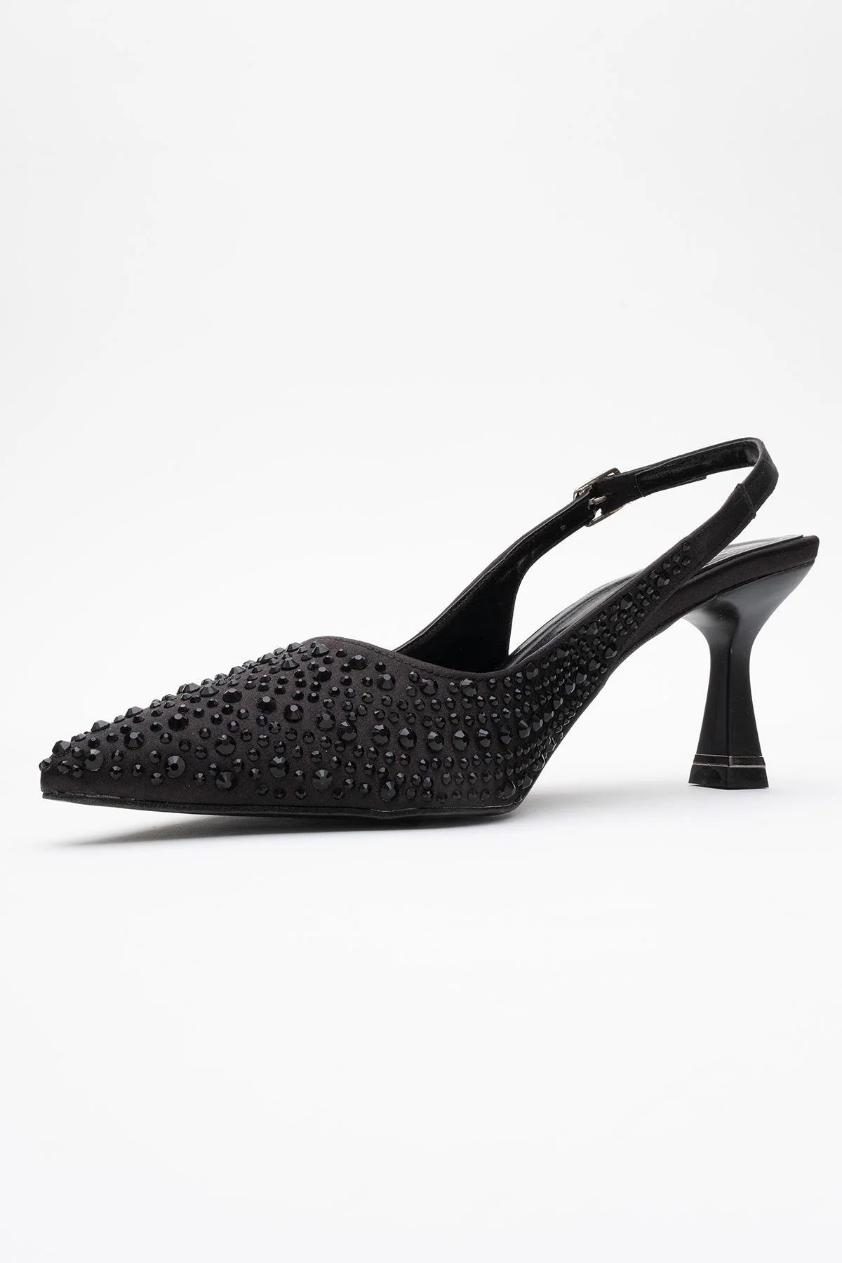 Juan - Black Satin Embellished Evening Shoe (Women) - Image 4