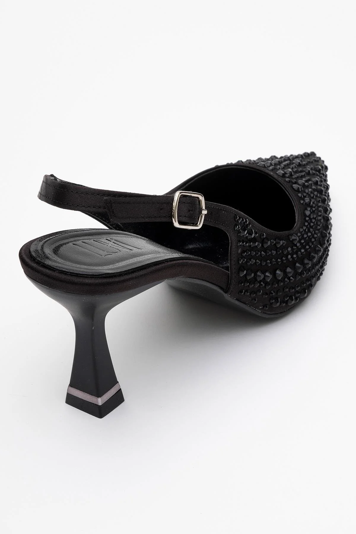 Juan - Black Satin Embellished Evening Shoe (Women) - Image 5