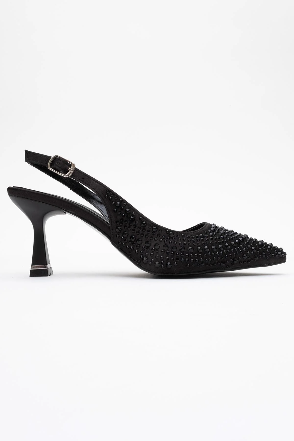 Juan - Black Satin Embellished Evening Shoe (Women) - Image 6
