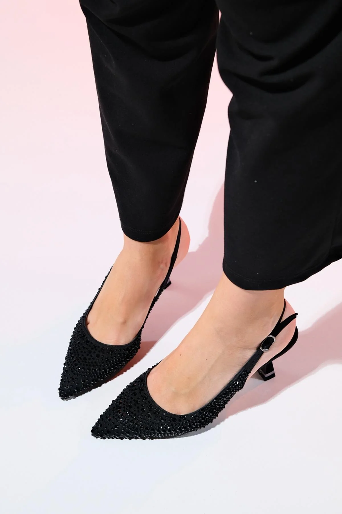 Juan - Black Satin Embellished Evening Shoe (Women) - Image 8