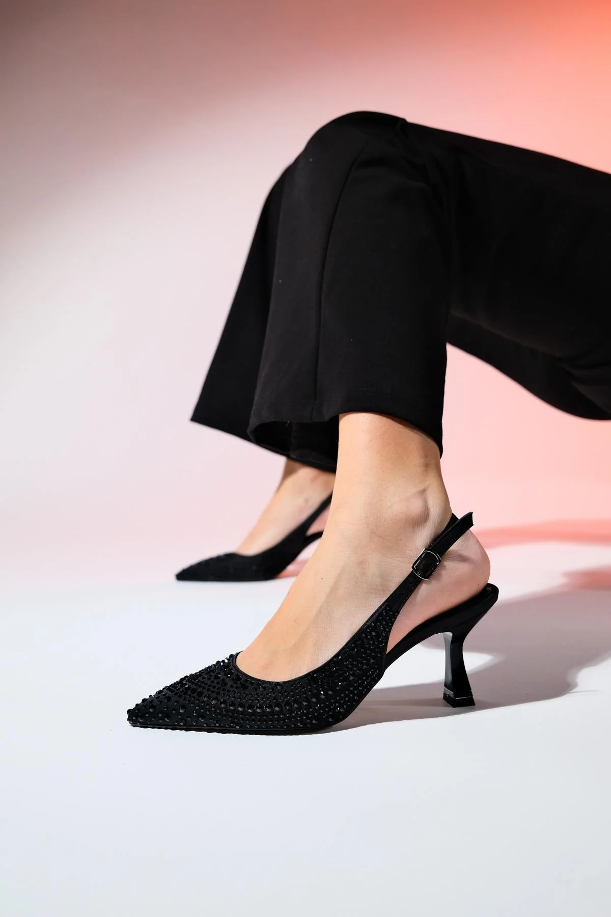 Juan - Black Satin Embellished Evening Shoe (Women) - Image 9