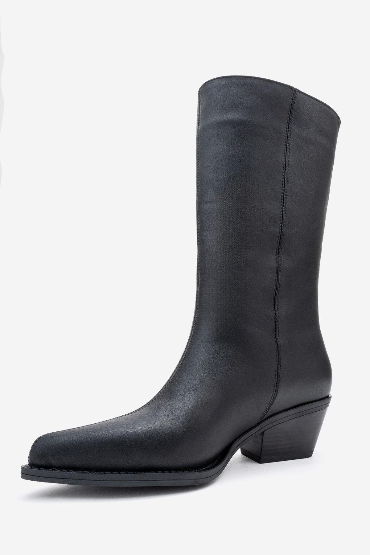 Juana - Black Genuine Leather Pointed Toe Boot (Women) - Image 4