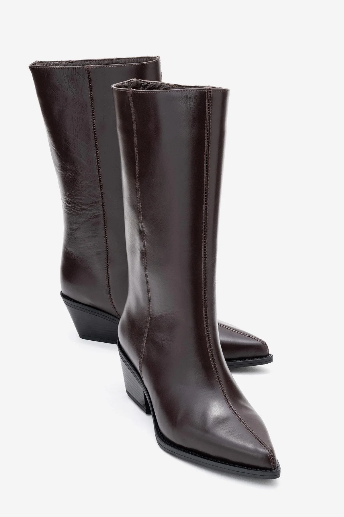 Juana - Brown Genuine Leather Pointed Toe Boot (Women)