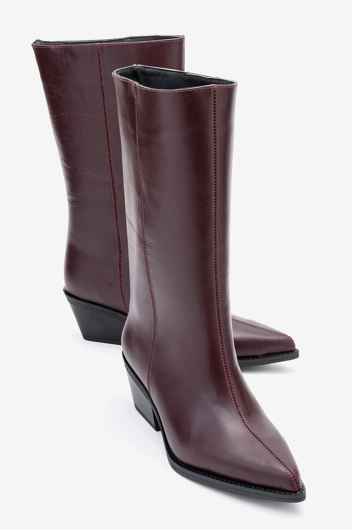 Juana - Burgundy Genuine Leather Pointed Toe Boot (Women)