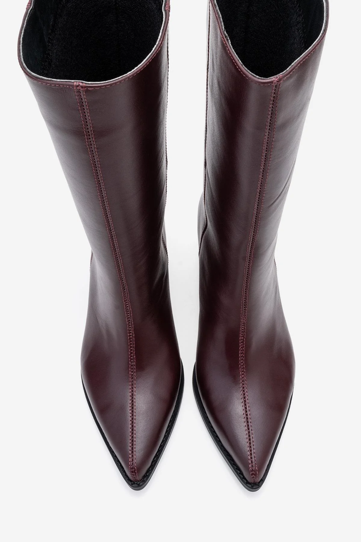 Juana - Burgundy Genuine Leather Pointed Toe Boot (Women) - Image 2