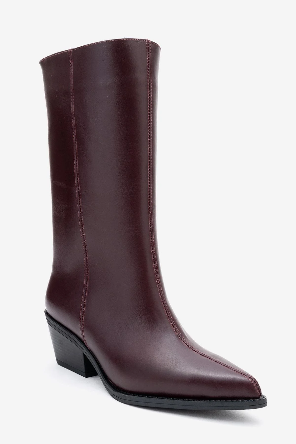 Juana - Burgundy Genuine Leather Pointed Toe Boot (Women) - Image 3