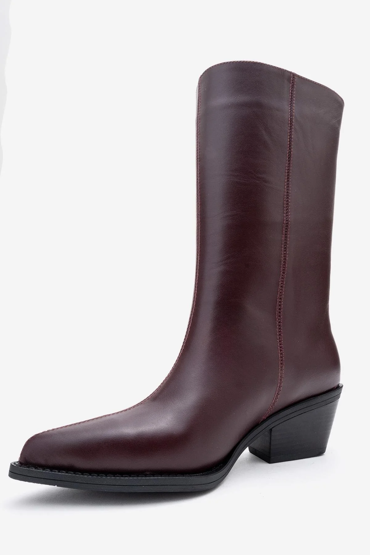 Juana - Burgundy Genuine Leather Pointed Toe Boot (Women) - Image 4