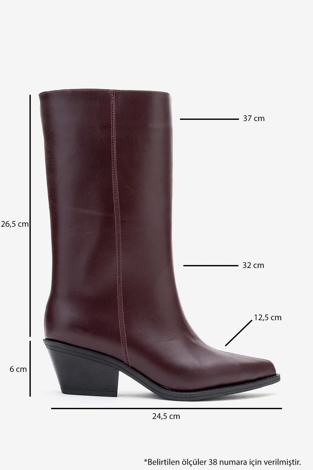 Juana - Burgundy Genuine Leather Pointed Toe Boot (Women) - Image 6