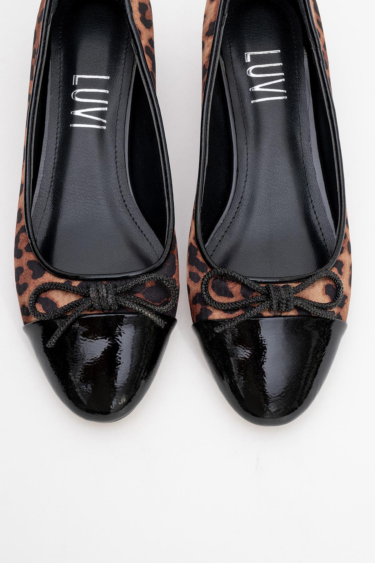 Julien - Black-Yellow Patterned Heeled Ballet Flat (Women) - Image 2