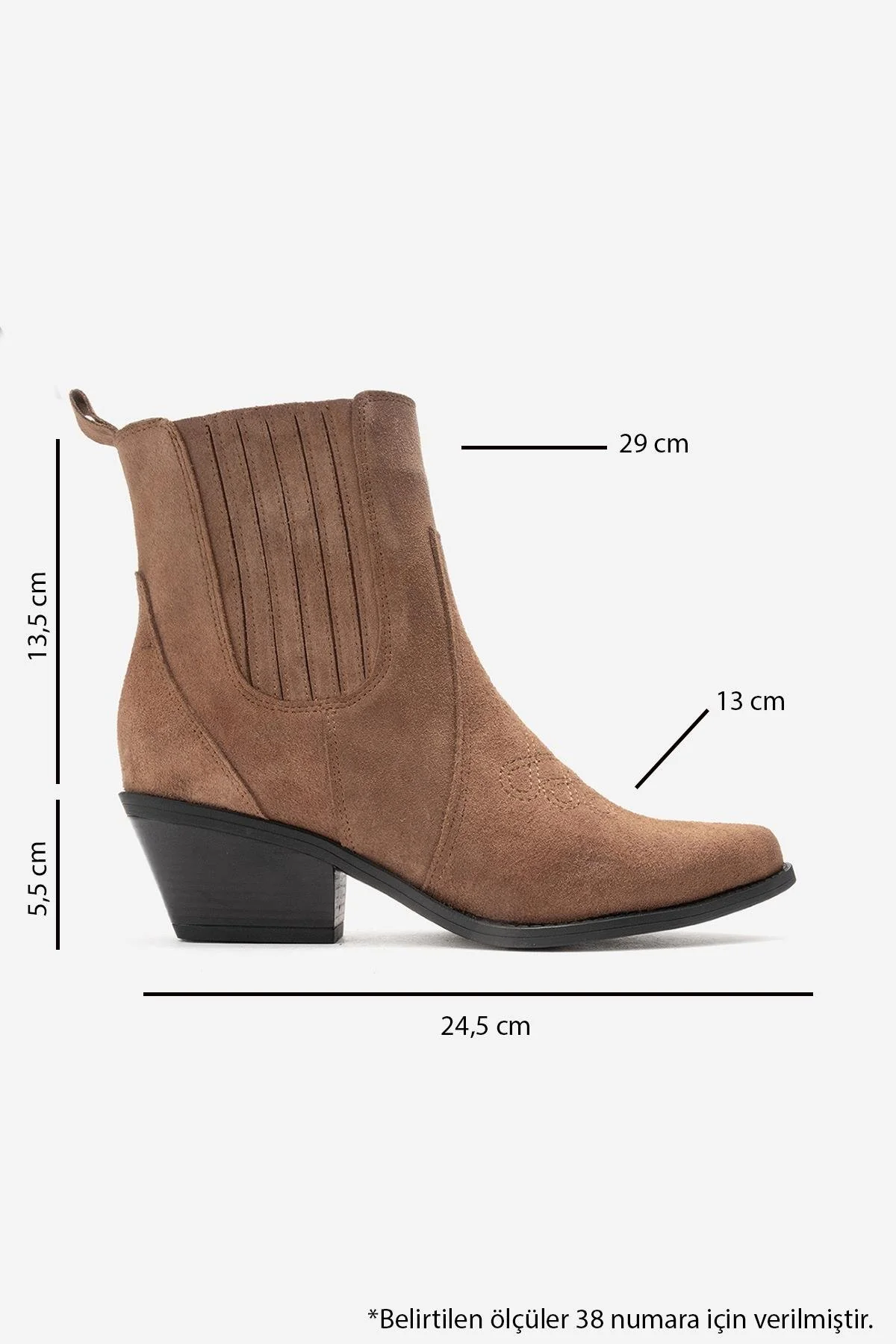 JULIETA - Taupe Genuine Suede Leather Block Heel Western Boot (Women) - Image 6