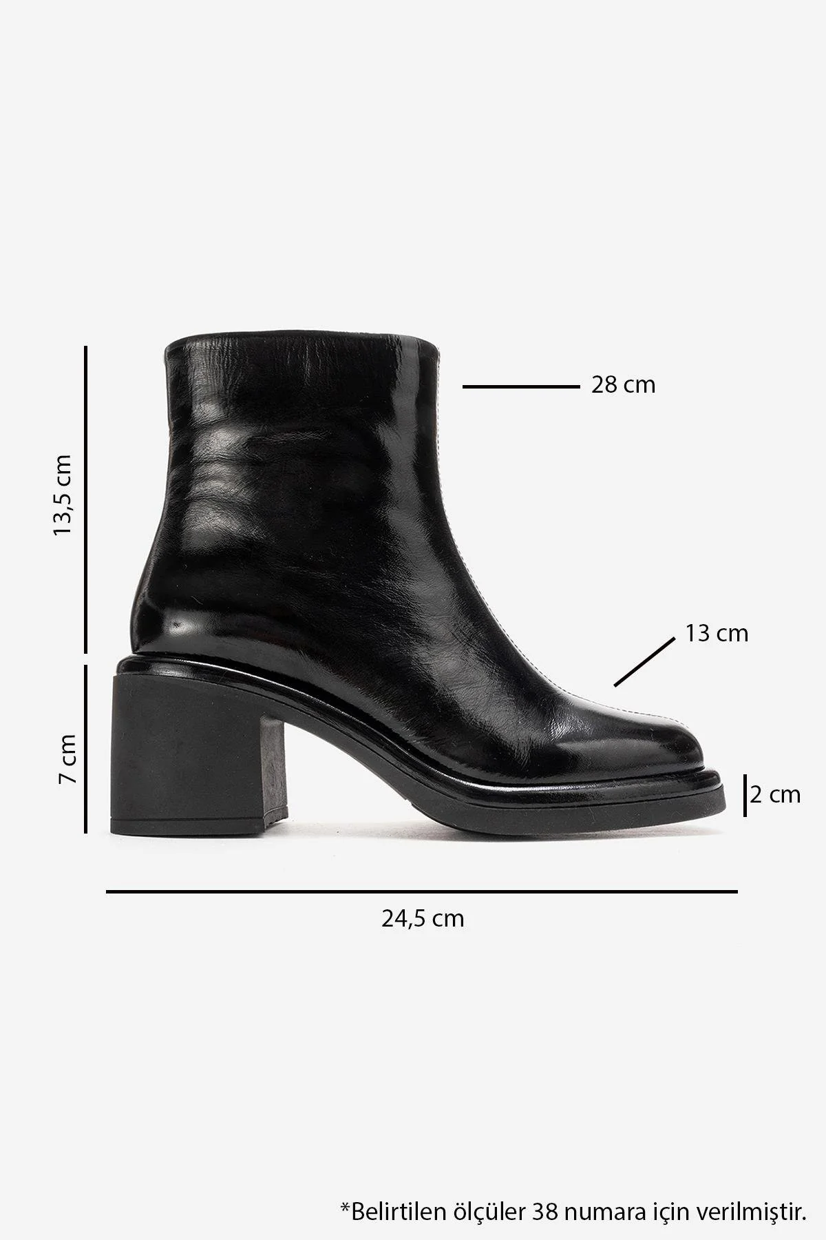 JUNAE - Black Genuine Leather Block Heel Boot (Women) - Image 3