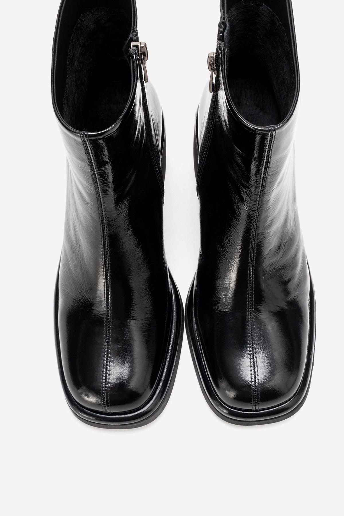 JUNAE - Black Genuine Leather Block Heel Boot (Women) - Image 4