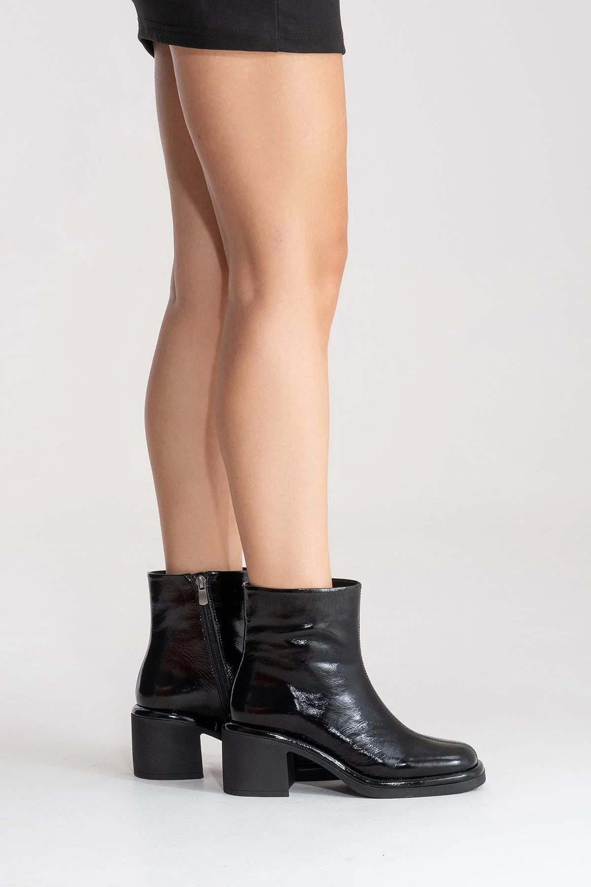 JUNAE - Black Genuine Leather Block Heel Boot (Women) - Image 6