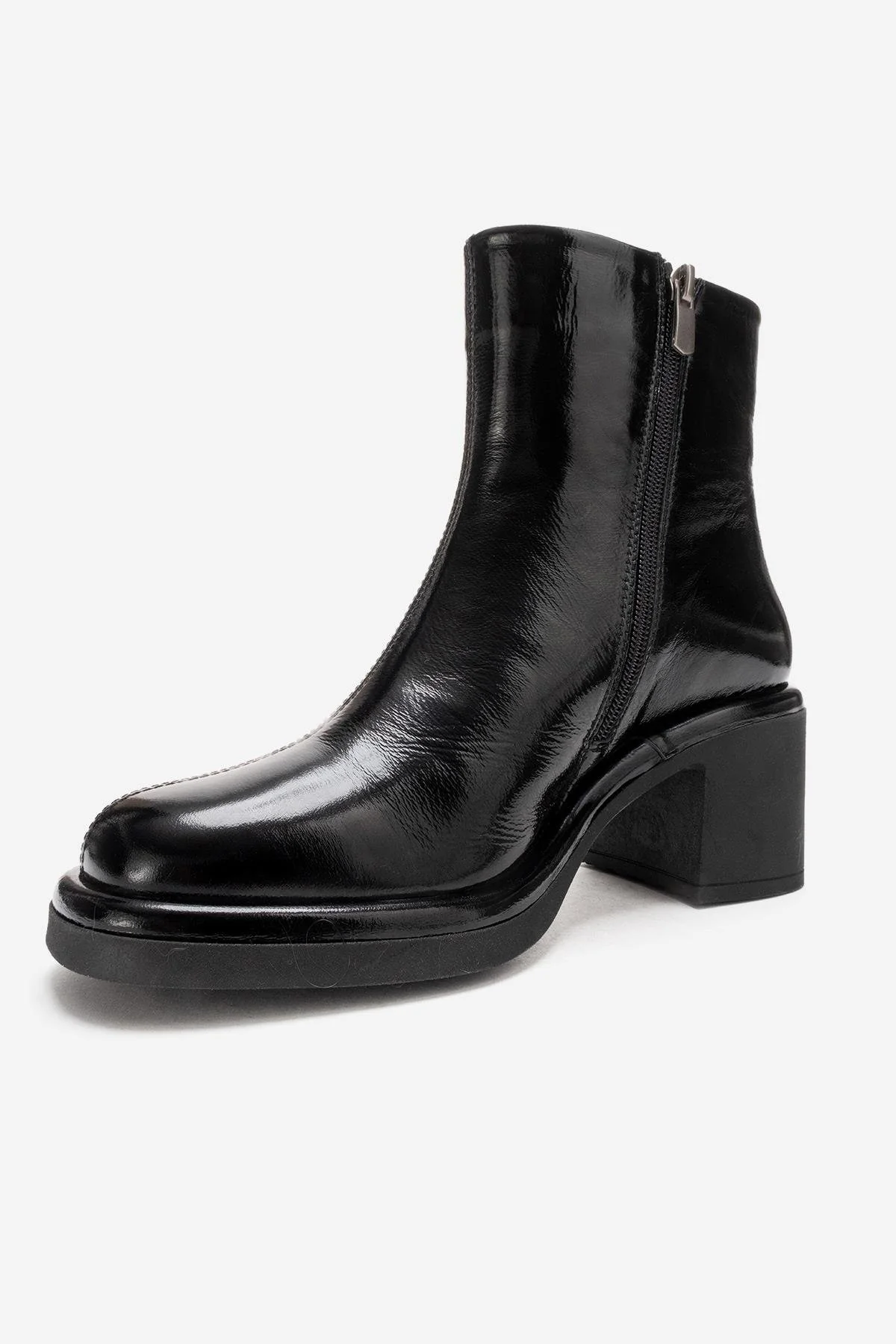 JUNAE - Black Genuine Leather Block Heel Boot (Women) - Image 9