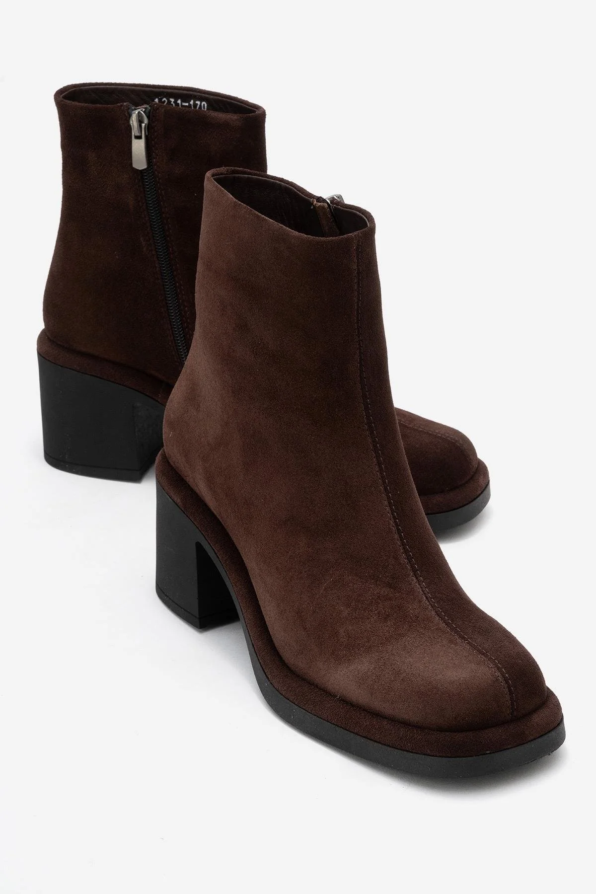Junae - Brown Genuine Leather Block Heel Ankle Boot (Women)