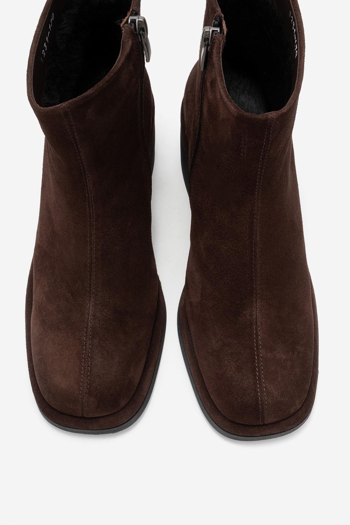 Junae - Brown Genuine Leather Block Heel Ankle Boot (Women) - Image 2