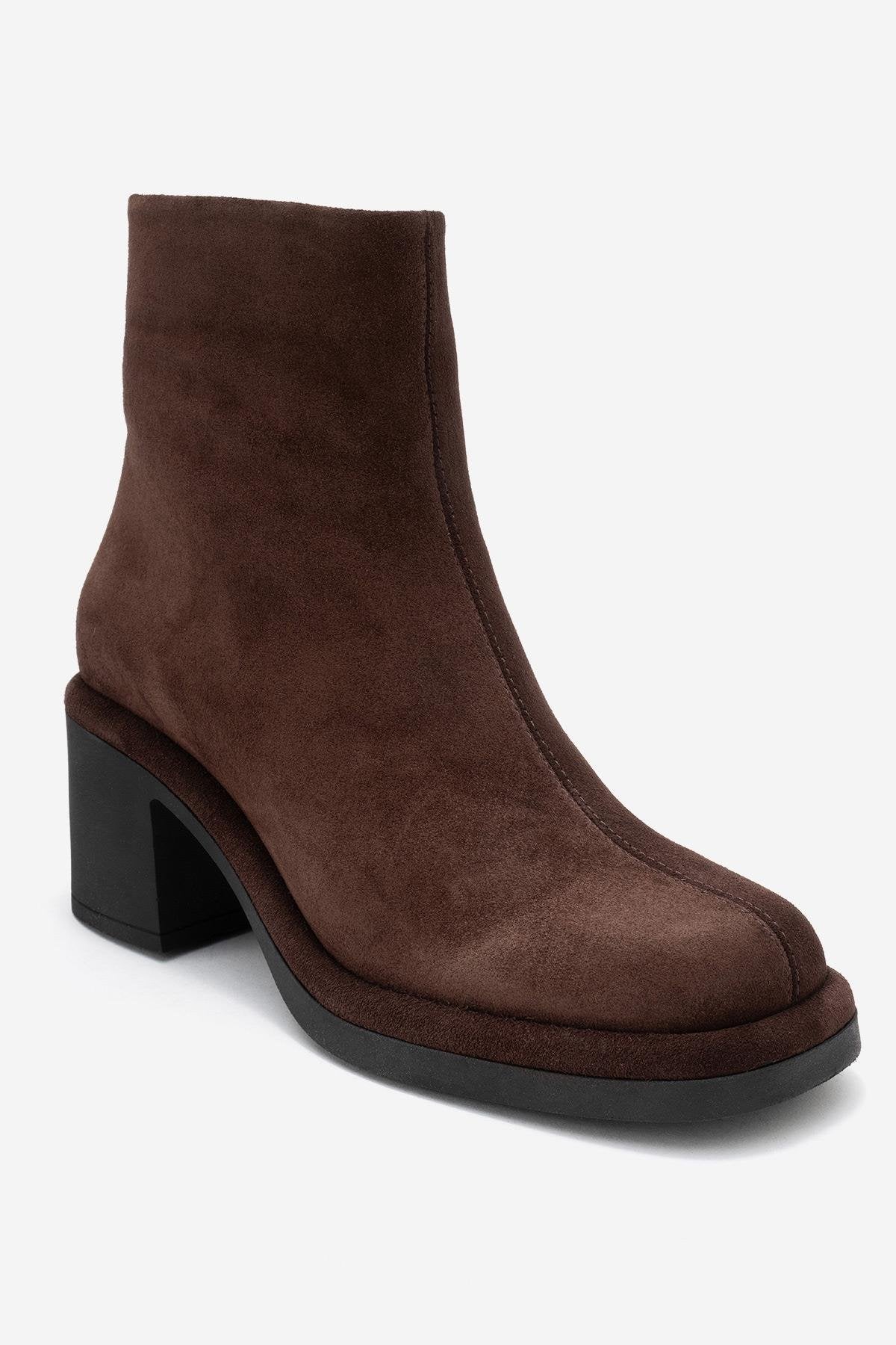 Junae - Brown Genuine Leather Block Heel Ankle Boot (Women) - Image 3