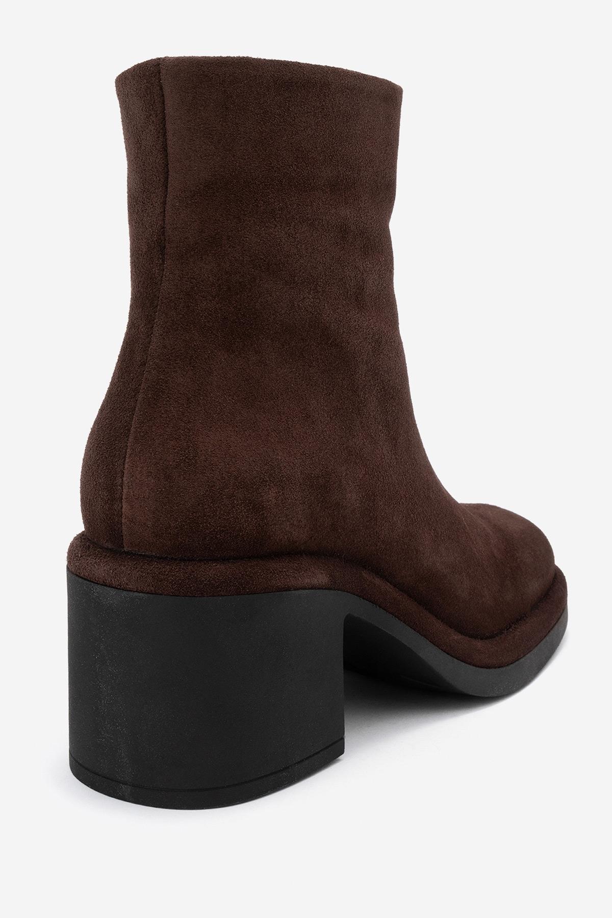 Junae - Brown Genuine Leather Block Heel Ankle Boot (Women) - Image 5