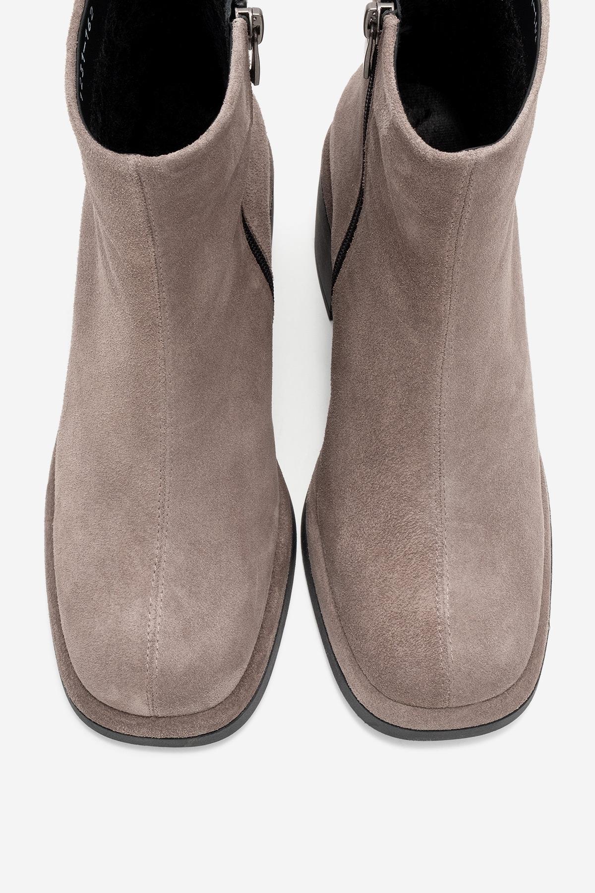 Junae - Taupe Genuine Leather Block Heel Boot (Women) - Image 2