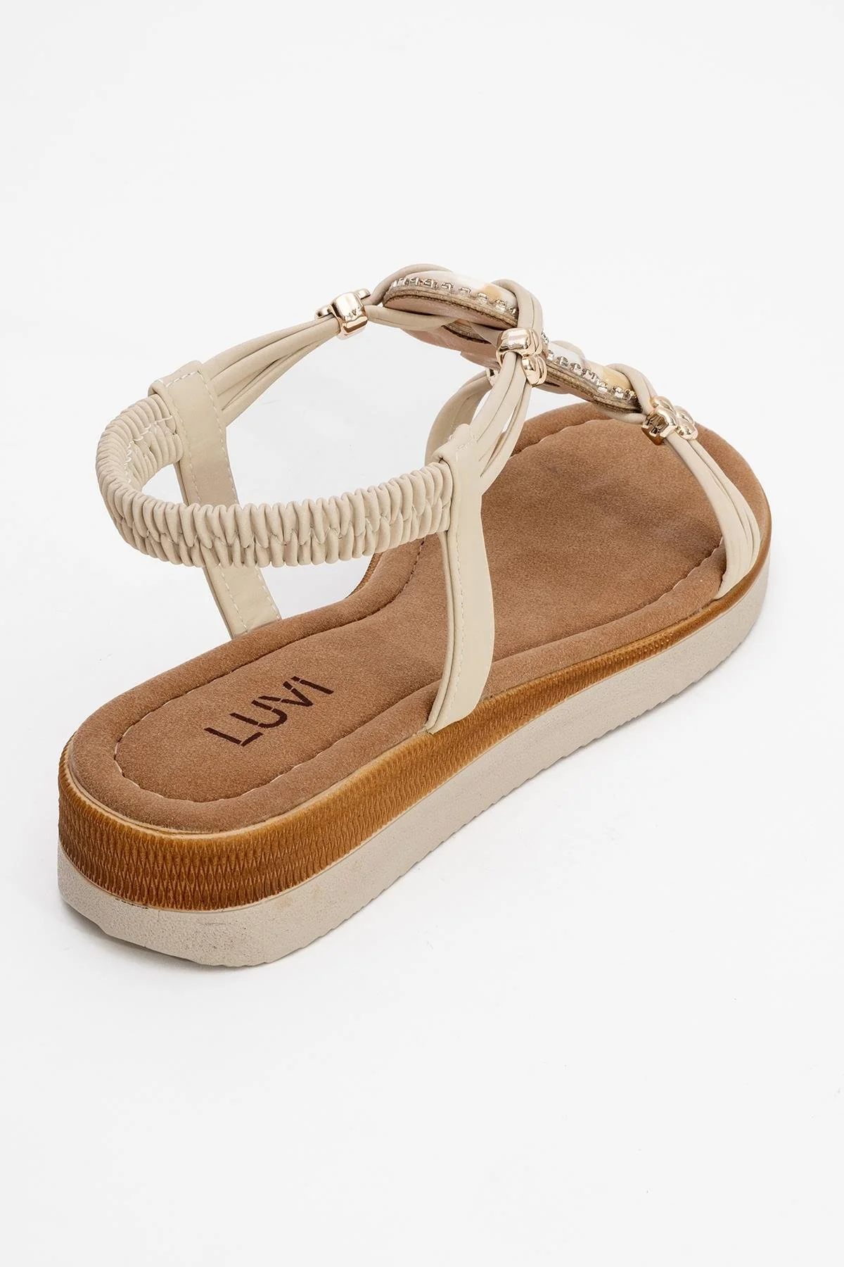 JUNES Beige Buckle-Embellished Flat Sandal (Women) - Image 5