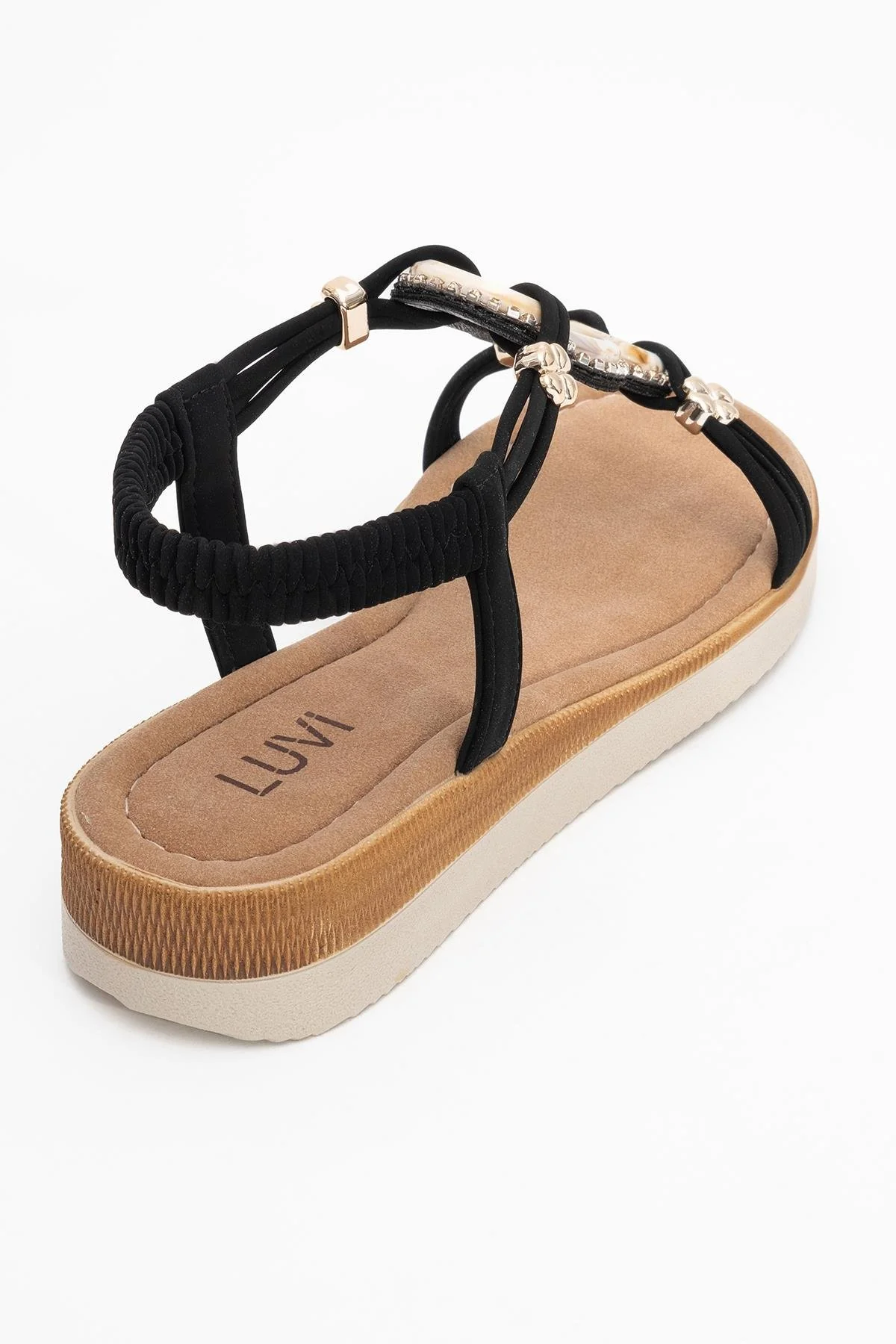 JUNES Black Buckle-Embellished Flat Sandal (Women) - Image 5